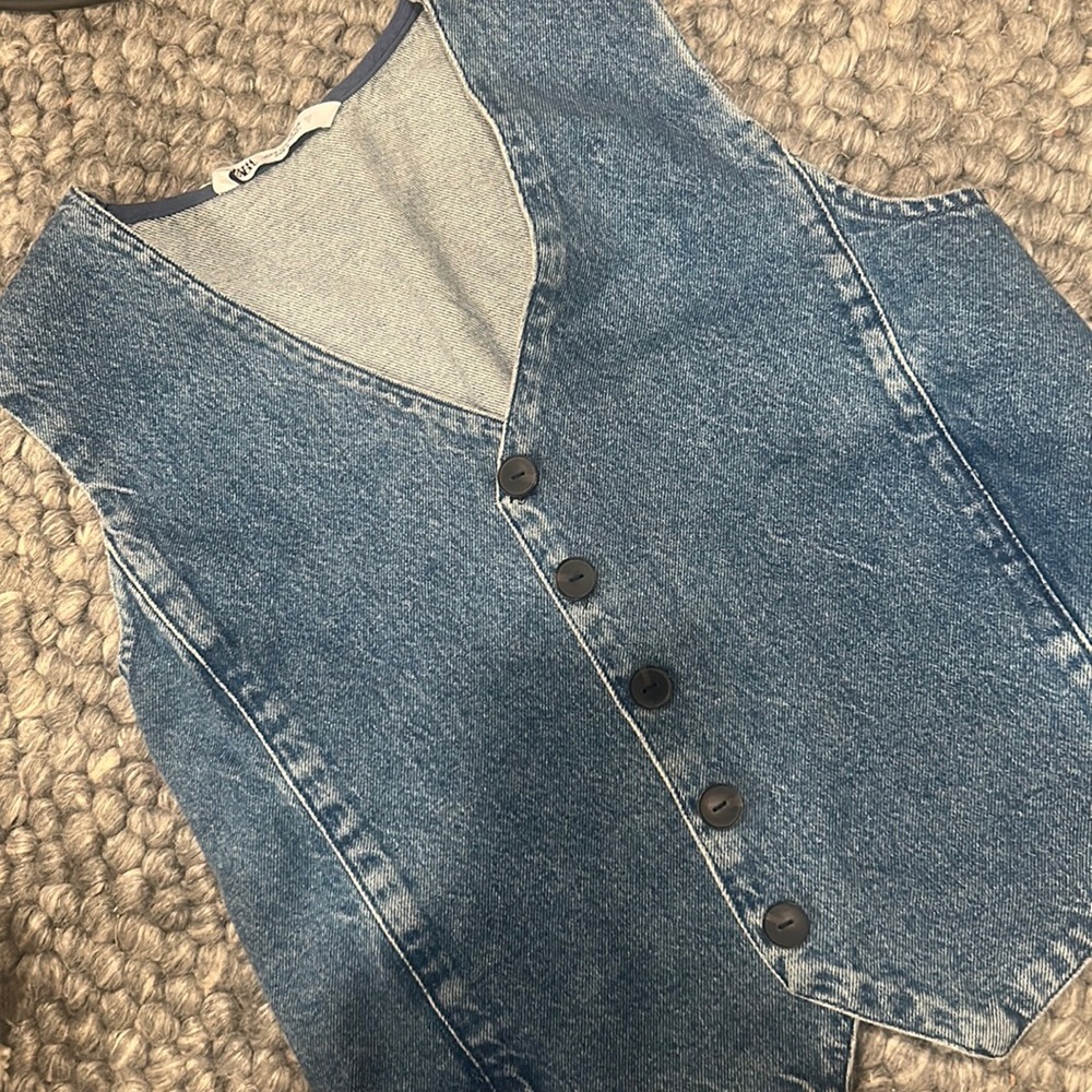 Zara Blue Denim Cropped Vest Size Small
